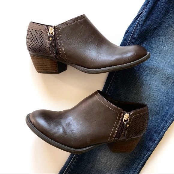 Dr. Scholl's Shoes - Dr. Scholl’s Dark Brown Vegan Leather Perf Booties